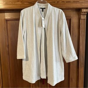 Eileen Fisher Light Gray Textured Open Blazer
